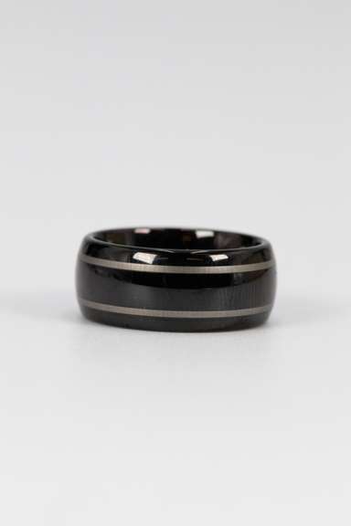 8mm Tungsten Carbide Two Gray Line Wedding Band Comfort Fit Ring Size 5