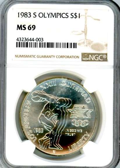 1983-S Olympics BU Commemorative Silver Dollar in NGC MS69