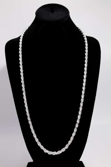 Sterling Silver 5.4mm Diamond-Cut Rope Chain 30 Inch