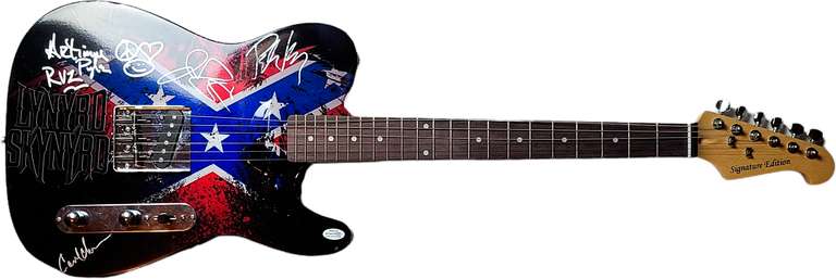Lynyrd Skynyrd Autographed Signed Flag Graphics Guitar AFTAL UACC ACOA