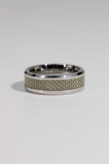 Men's Cobalt Shiny Grey Carbon Fiber Wedding Band Ring Size 10