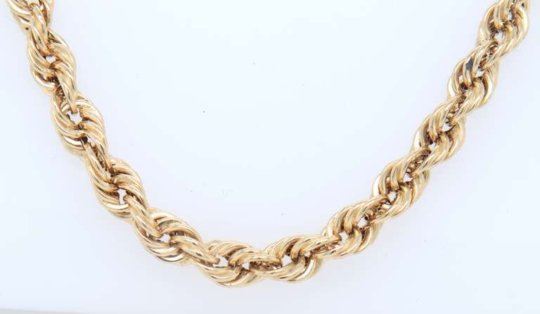 Simple Yellow Gold Rope Chain Necklace