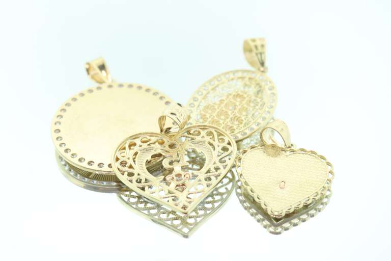 Fabulous Set of 4x 14kt Yellow Gold & CZ Pendants