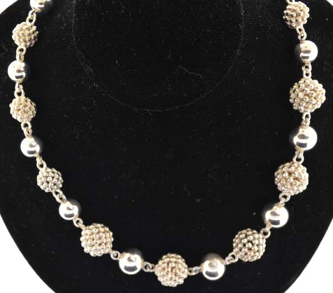 Michael Dawkins Sterling Silver Ball Necklace And Bracelet set
