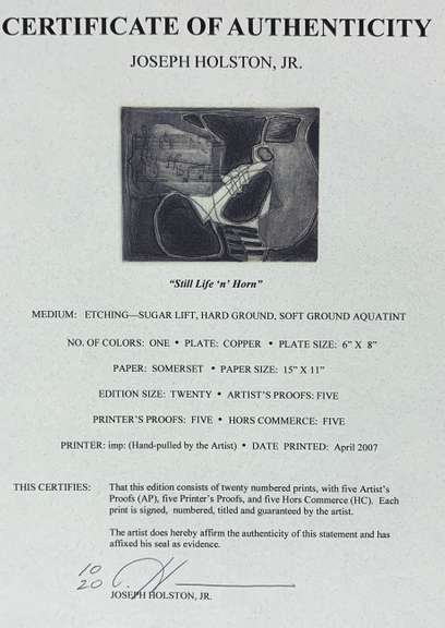 Joseph Holston Jr Limited Edition Etching