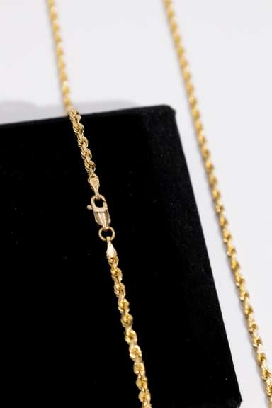 14K Yellow Gold 2.8mm Solid Rope Chain 22 Inch
