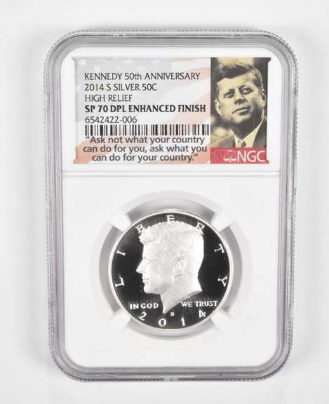 SP70 DPL Enhanced Finish 2014-S Kennedy Half Dollar High Relief NGC