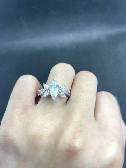 UNIQUE MARQUISE DIAMOND ENGAGEMENT RING WITH SIDE STONES