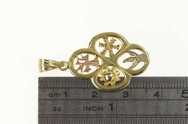 14K Yellow Gold Four Seasons Symbol Time Nature Handmade Charm/Pendant