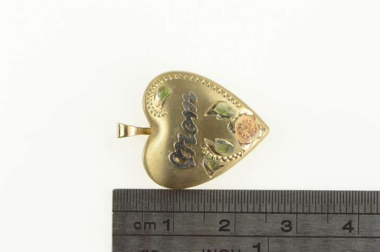 Gold Filled Mom Two Tone Floral Heart Photo Locket Pendant