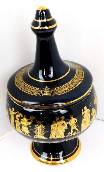 Vintage Greek Mythology Compote, 24K Gold