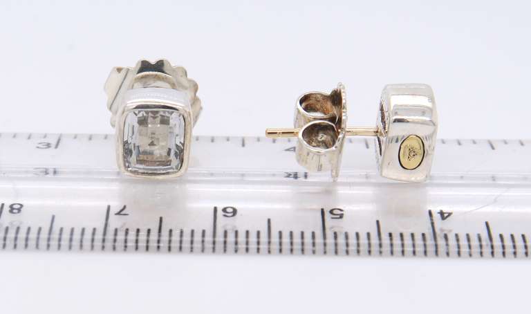 Sterling Silver Lagos Bezel Set White Topaz Stud Earrings