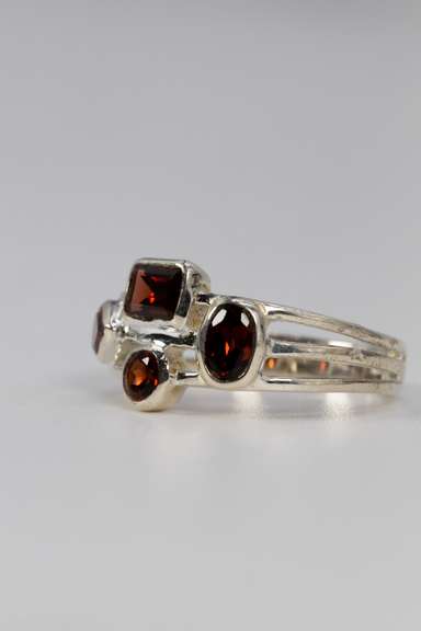 Sterling Silver Natural Garnet Gemstone Ring