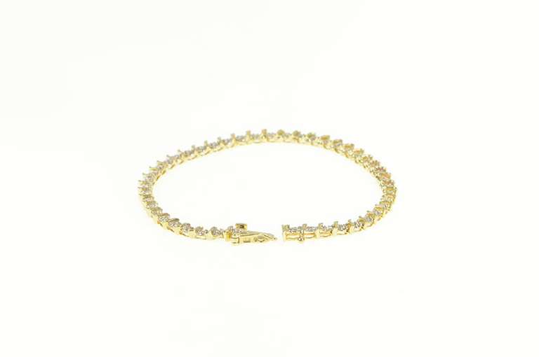10K Yellow Gold 0.45 Ctw Diamond Wavy Link Simple Tennis Bracelet