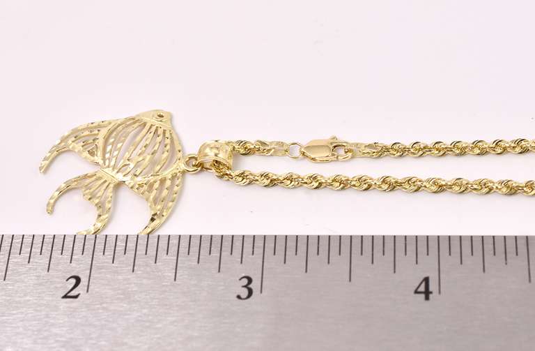 Ravishing Fish Pendant Necklace in 14K Yellow Gold