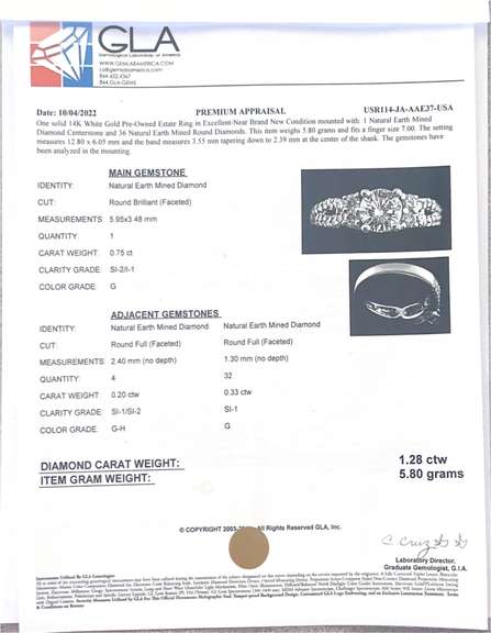 Delightful Approx. 0.76CTS Diamond Ring in 18K White Gold