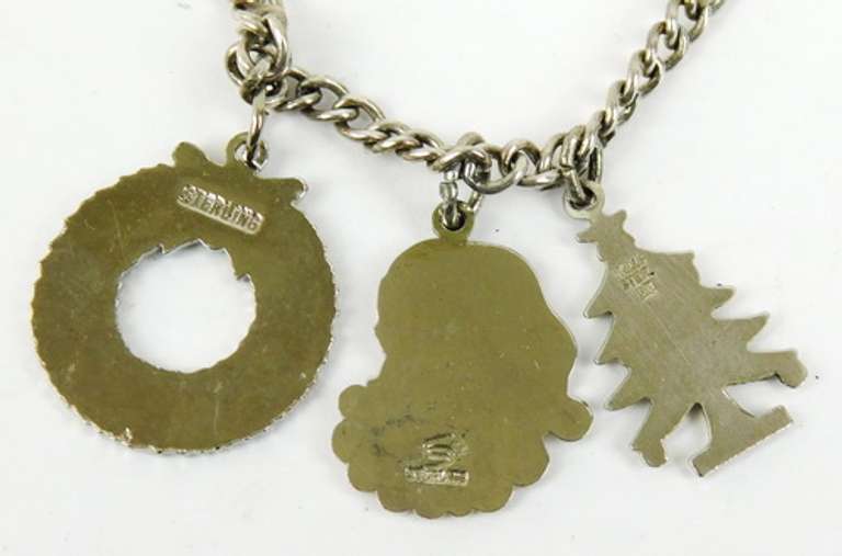 Vintage Sterling Christmas Charm Bracelet