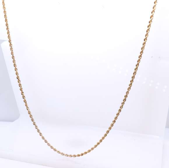 Simple Yellow Gold Rope Chain Necklace