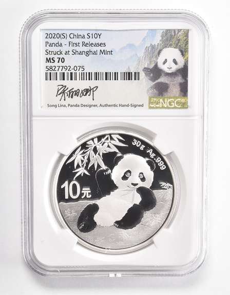 MS70 2020 (S) China 10 Yuan Silver Panda First Releases - Signed - NGC