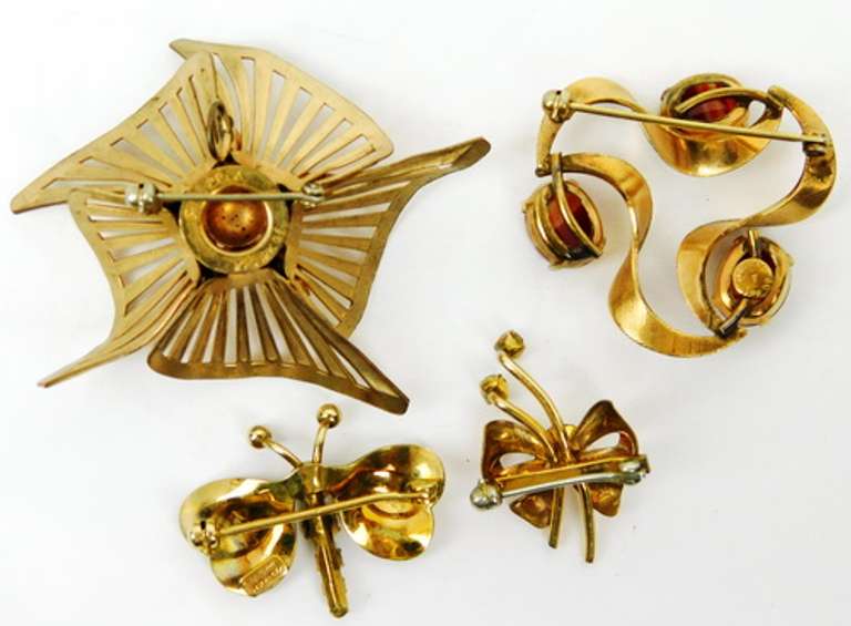 4 Vintage Gold Filled Pins