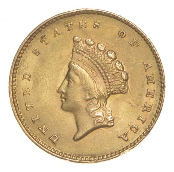 1855 $1.00 Indian Princess Head Gold