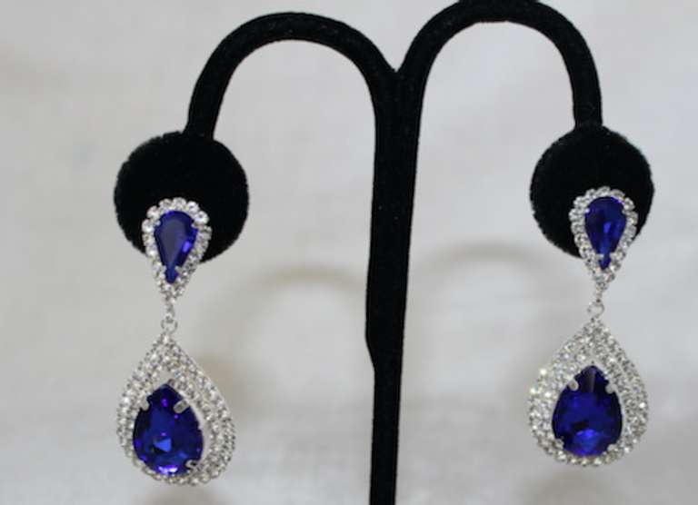 Sapphire Color  Fashion  Design Earrings