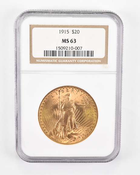 MS63 1915 $20 American Gold Eagle - Graded NGC