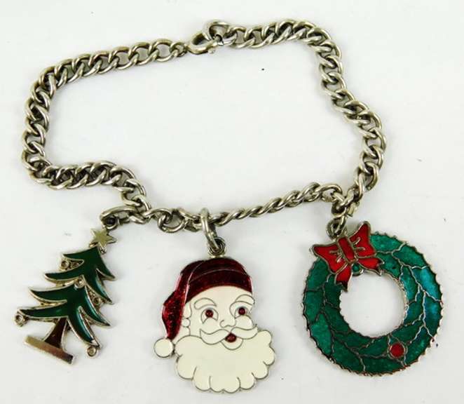 Vintage Sterling Christmas Charm Bracelet