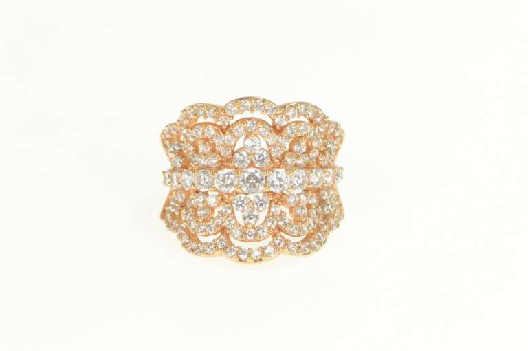 Sterling Silver Elaborate Scalloped CZ Encrusted Statement Ring