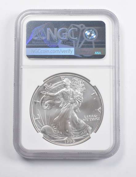 Mint Error MS69 1998 American Silver Eagle REV Struck Thru NGC