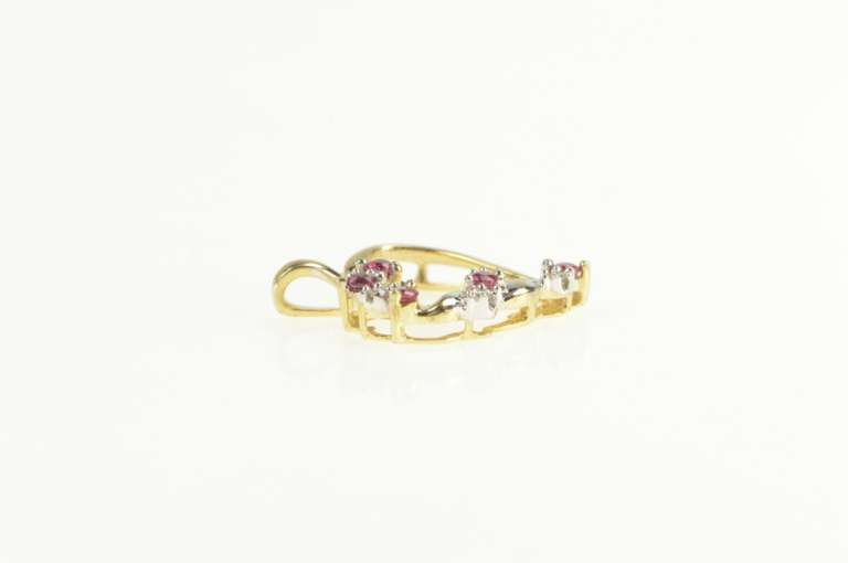 10K Yellow Gold Diamond Ruby Curvy Heart Love Symbol Pendant