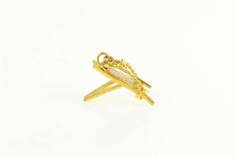 18K Yellow Gold 3D Shield Swords Warrior Pack Charm/Pendant