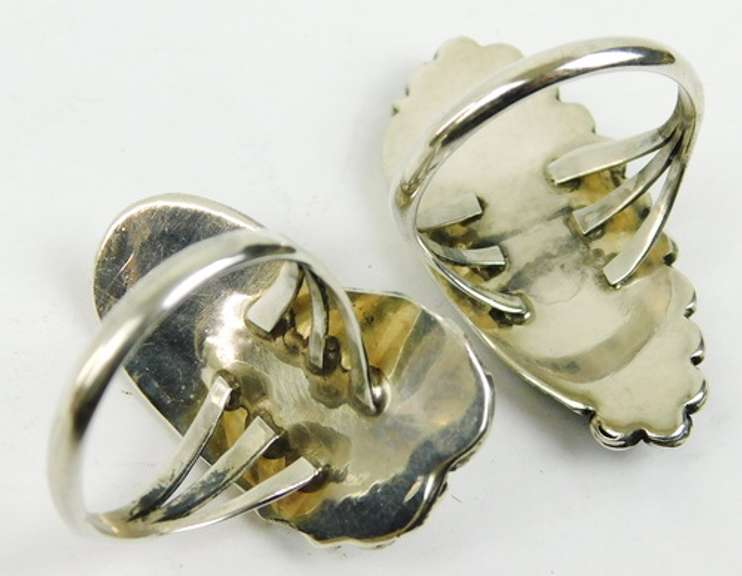 2 Navajo Sterling Mother of Pearl Rings, Sz 9.5