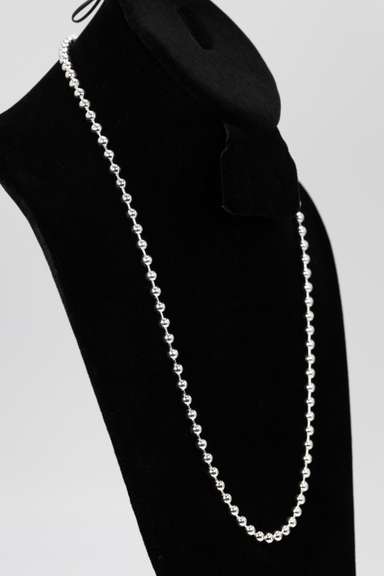 Sterling Silver Italian Ball Bead Chain 5mm 925 Italy New Dog Tag Necklace 36"