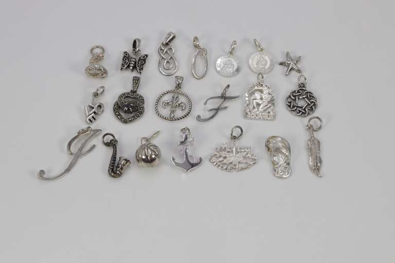 Sterling Silver Curated Pendant Assortment Various Sizes & Styles (20 Pendant Lot)