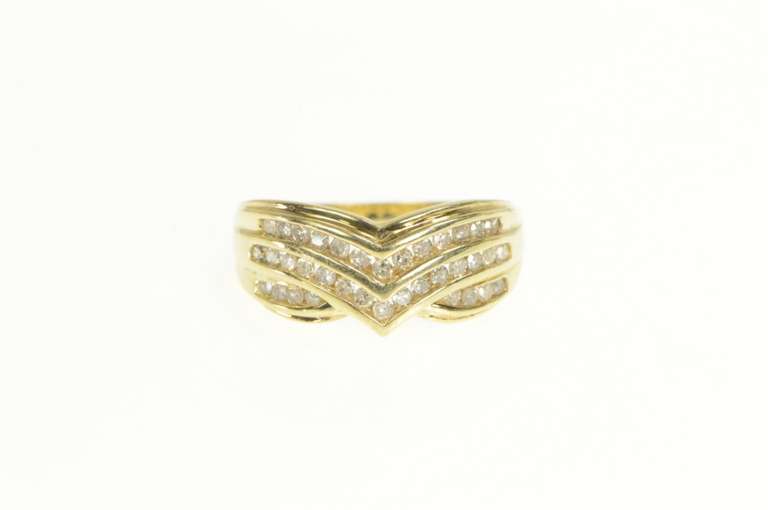 10K Yellow Gold 0.36 Ctw Diamond Chevron Statement Band Ring