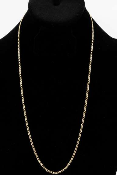 14k Yellow Gold Solid Pave Curb Link Chain 2.5mm Necklace 24"