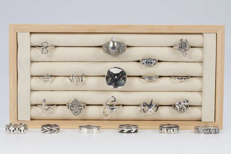 .925 Sterling Silver Curated 20 Ring Lot Various Sizes & Styles