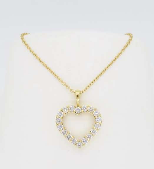 Mémoire 18k Yellow Gold Diamond Heart Pendant Necklace