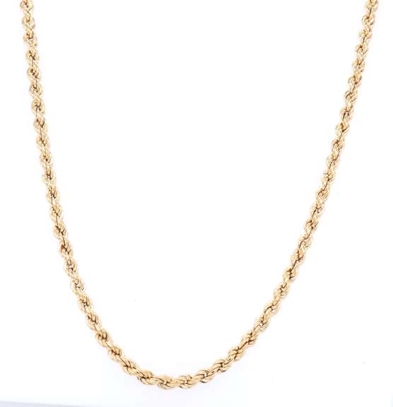 Simple Yellow Gold Rope Chain Necklace