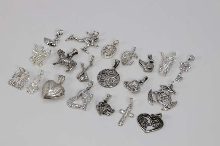 .925 Sterling Silver Curated Pendant Set 20 Pendants & Charms