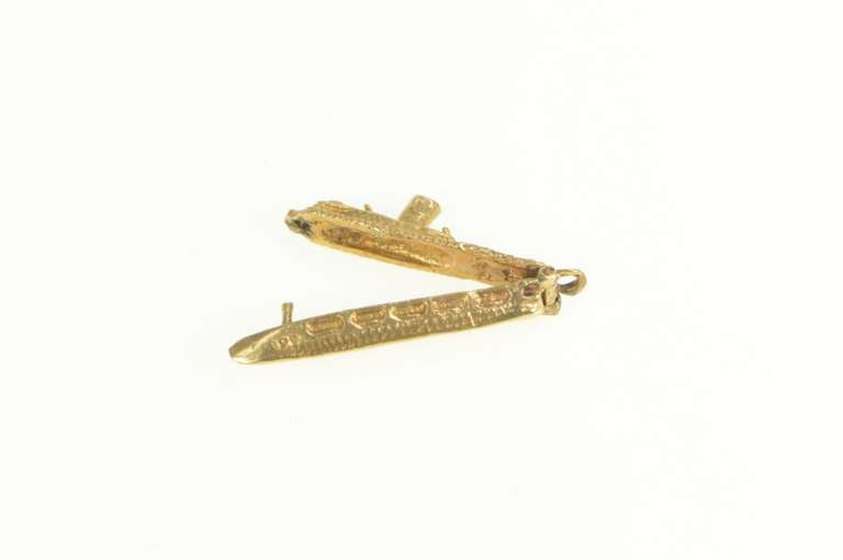 14K Yellow Gold 3D Cruise Liner Boat Ship Travel Charm/Pendant
