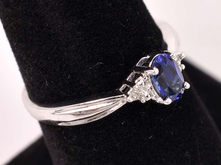 Lavish Sapphire and Diamond Ring in White Gold