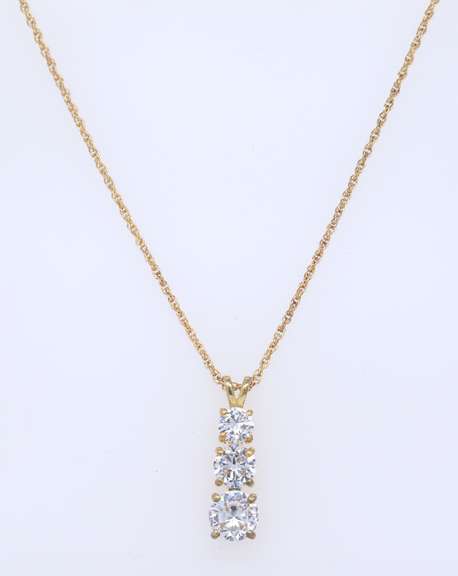 925 Sterling Silver Cubic Zirconia Pendant on Rope Chain Necklace