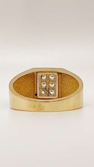 Men's 14kt Solid Yellow Gold, Onyx, & CZ Ring