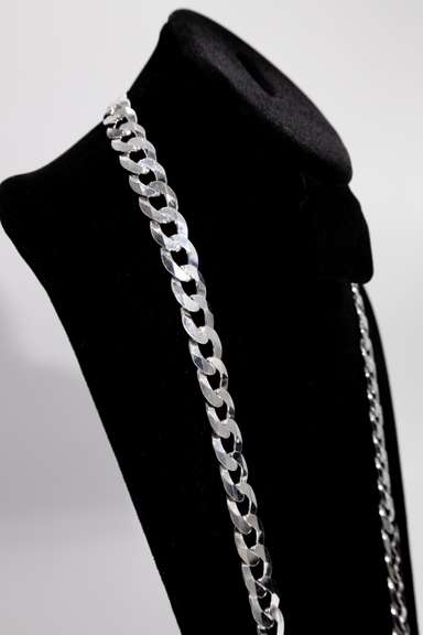 Sterling Silver 13mm Curb Chain 30 Inch