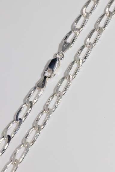 .925 Sterling Silver 5.7mm Diamond Cut Paperclip Chain 18 Inches