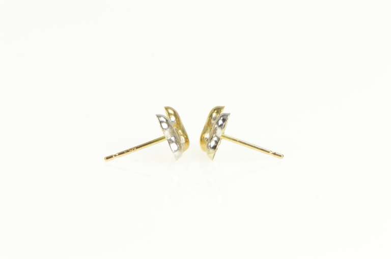 10K Yellow Gold Two Tone High Relief Heart Love Symbol Stud Earrings