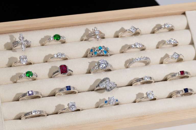 .925 Sterling Silver Ring Lot Various Sizes & Styles (25 Ring Lot)