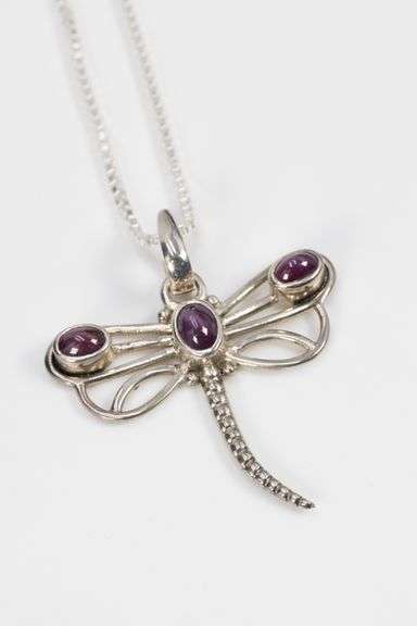 Sterling Silver Star Ruby Dragonfly Gemstone Pendant